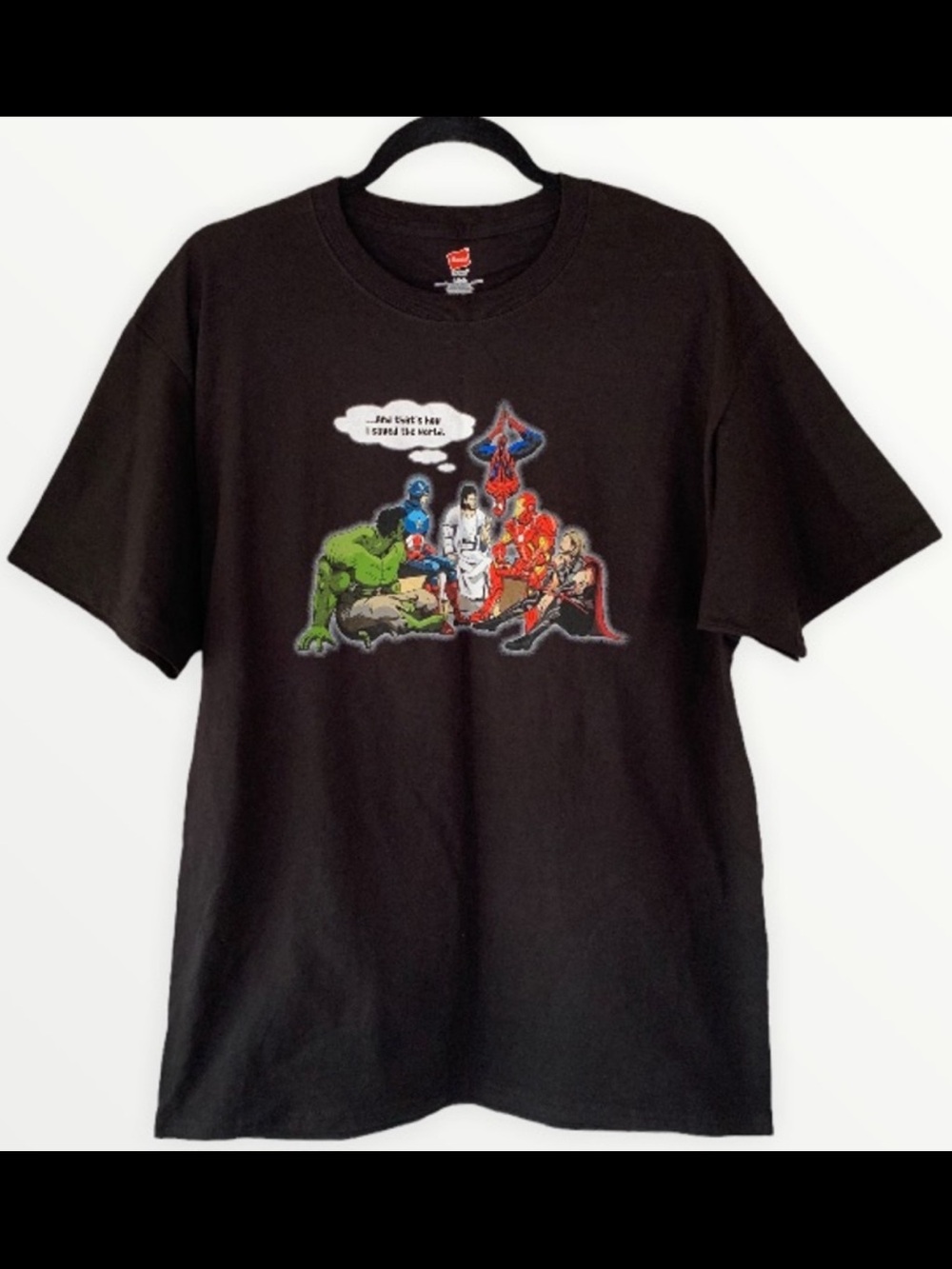 Hanes Tagless “And That’s How I Saved The World” Super Heroes Graphic Tee